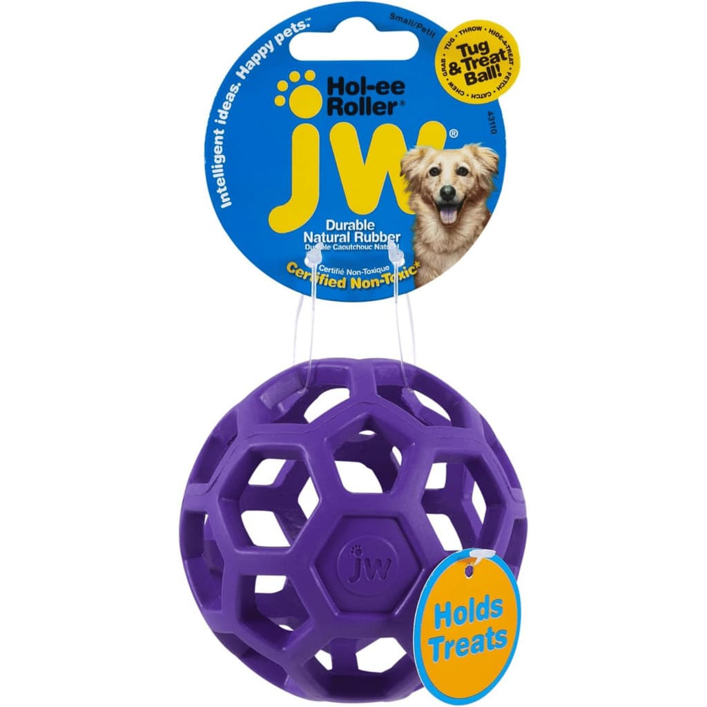 BRINQUEDO BOLA HOLEE ROLLER P JW ROXO PARA CÃES