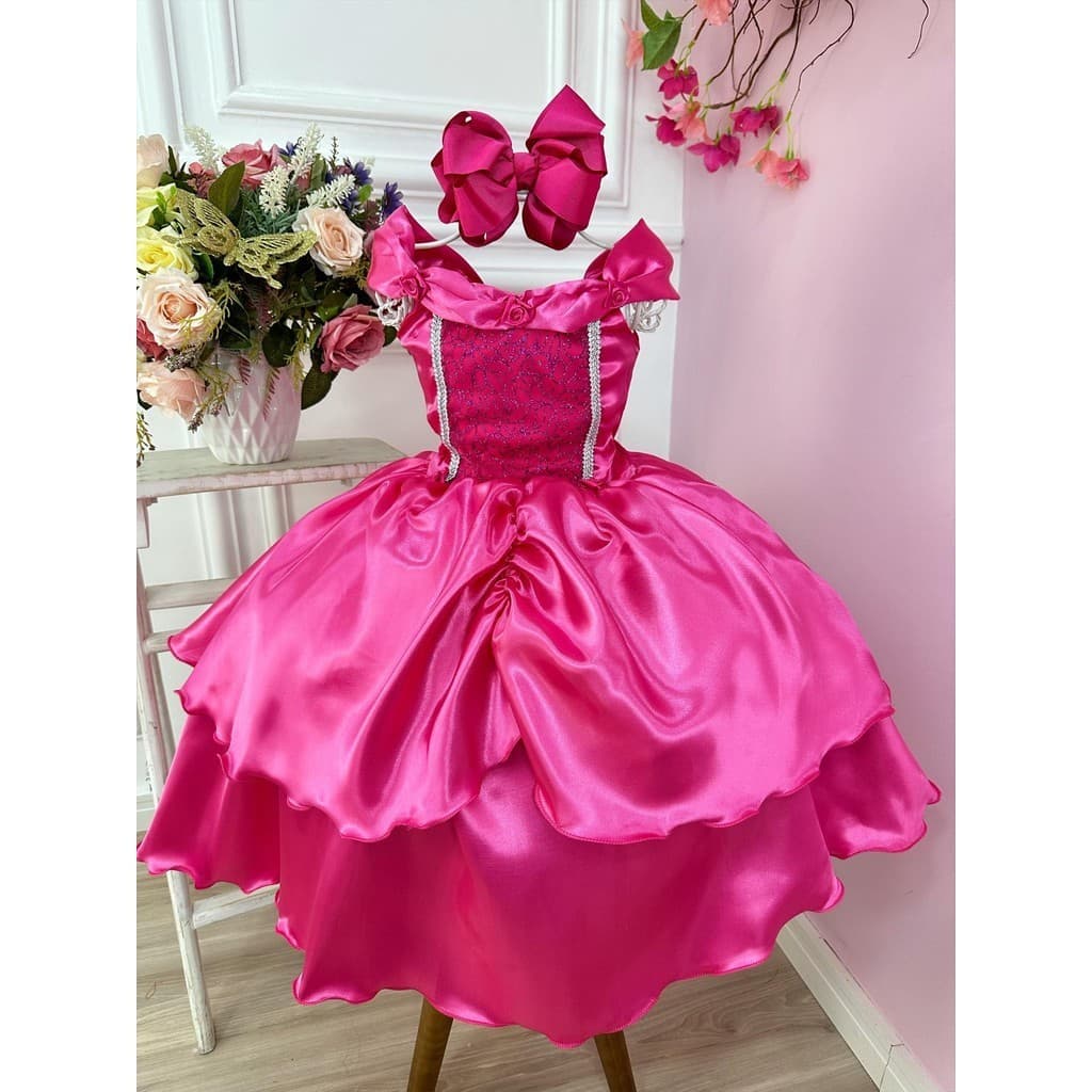 Fantasia Infantil Princesa Aurora Bela Adormecida Boneca Pink