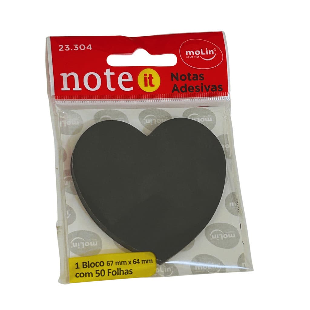 NOTAS ADESIVAS CORACAO PRETO 67MMX64MM C/50 FLS