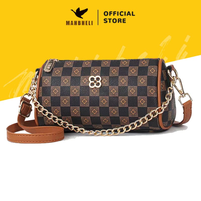 MAHBHELI Bolsa Premium em Formato Cilíndrico Novo Modelo Bolsa de Ombro Transversal Design Redondo Feminina