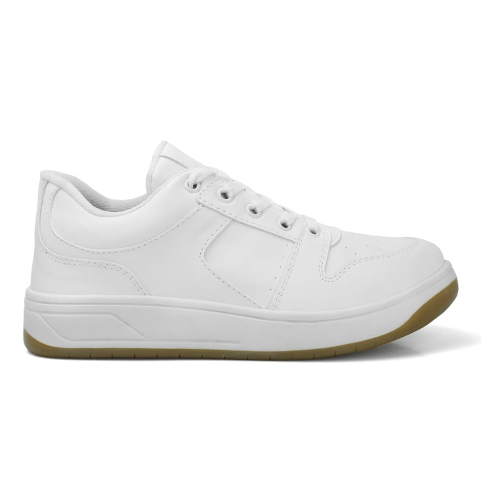 Tenis Branco Casual Feminino Sola Reta Versatil Confortavel