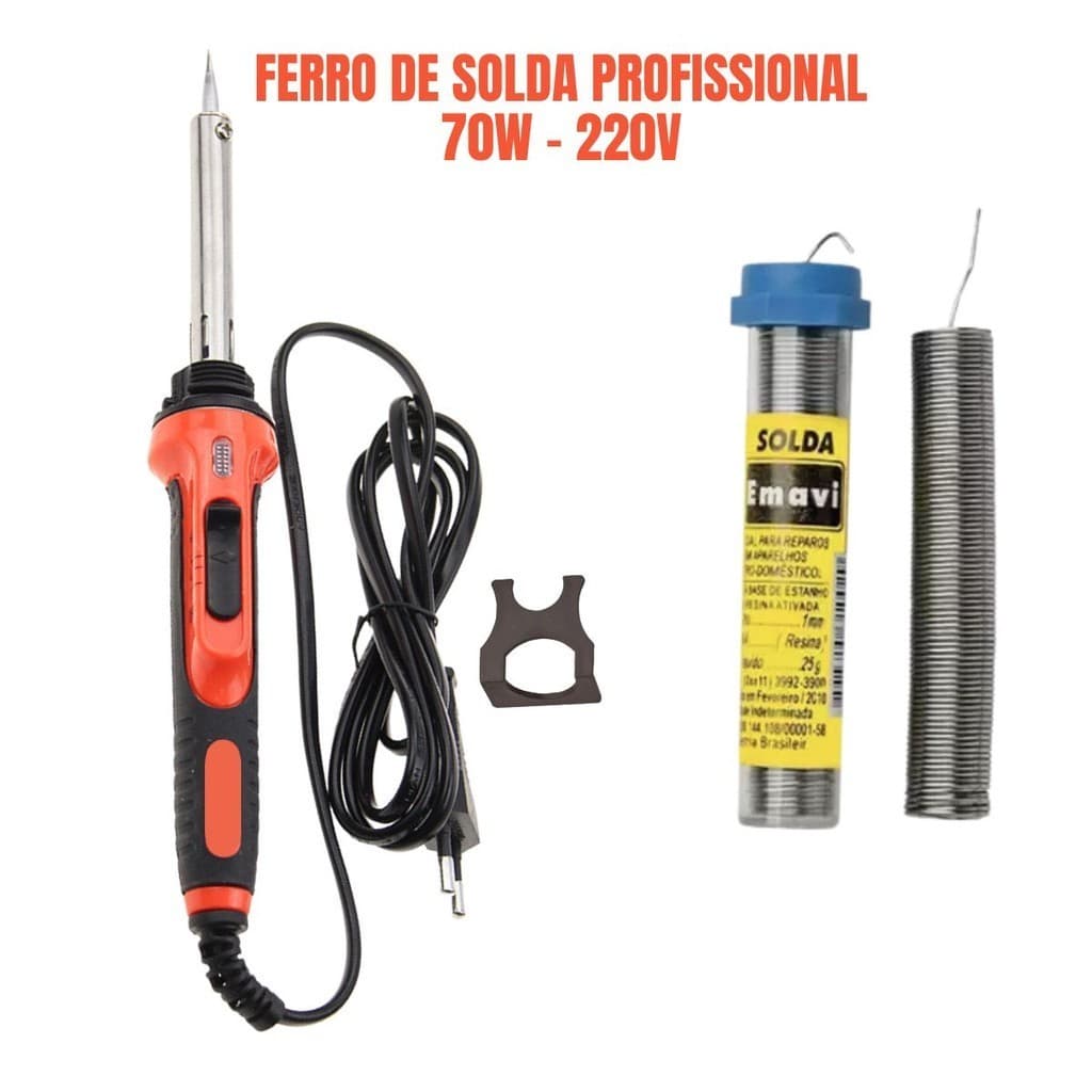 Ferro de solda + Tubo de Estanho para Solda 220V 60-80W