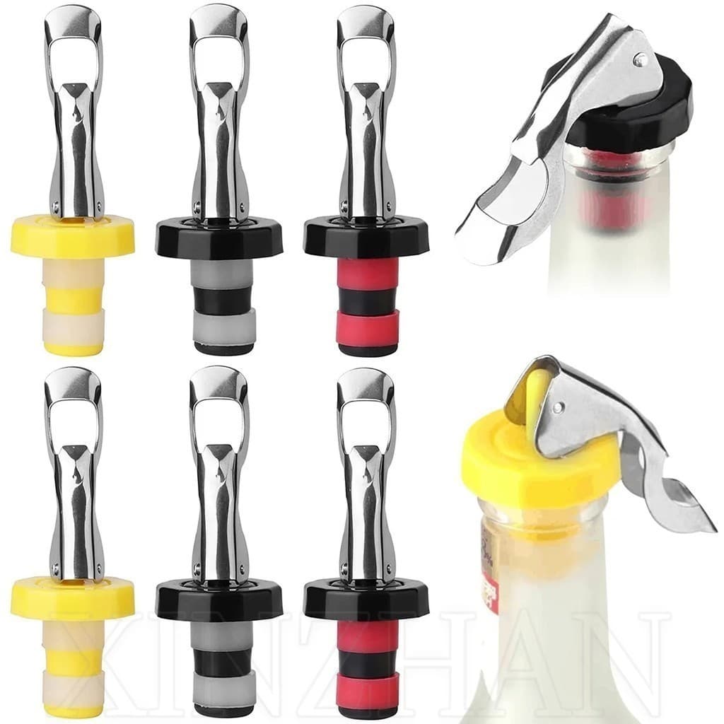 Garrafa De Vinho Com Vedação Hermética-Tampa Expansiva Manual De Bebidas A Vácuo-Suprimentos De Cozinha Reutilizáveis De Champanhe De Aço Inoxidável De Silicone Para