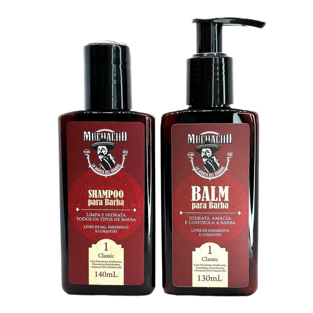 Kit Shampoo para Barba + Balm para Barba - Muchacho Classic Frasco