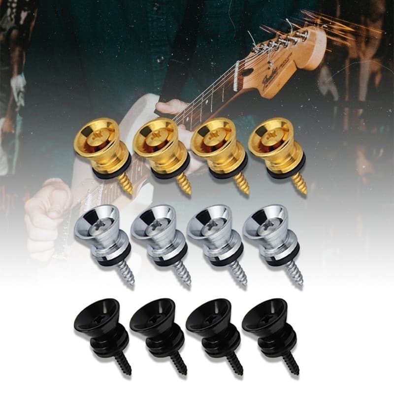 TO 4 Peças Botões De Bloqueio De Alça De Guitarra Pino De Extremidade De Metal Cintas De Segurança Retentor De Fivela De