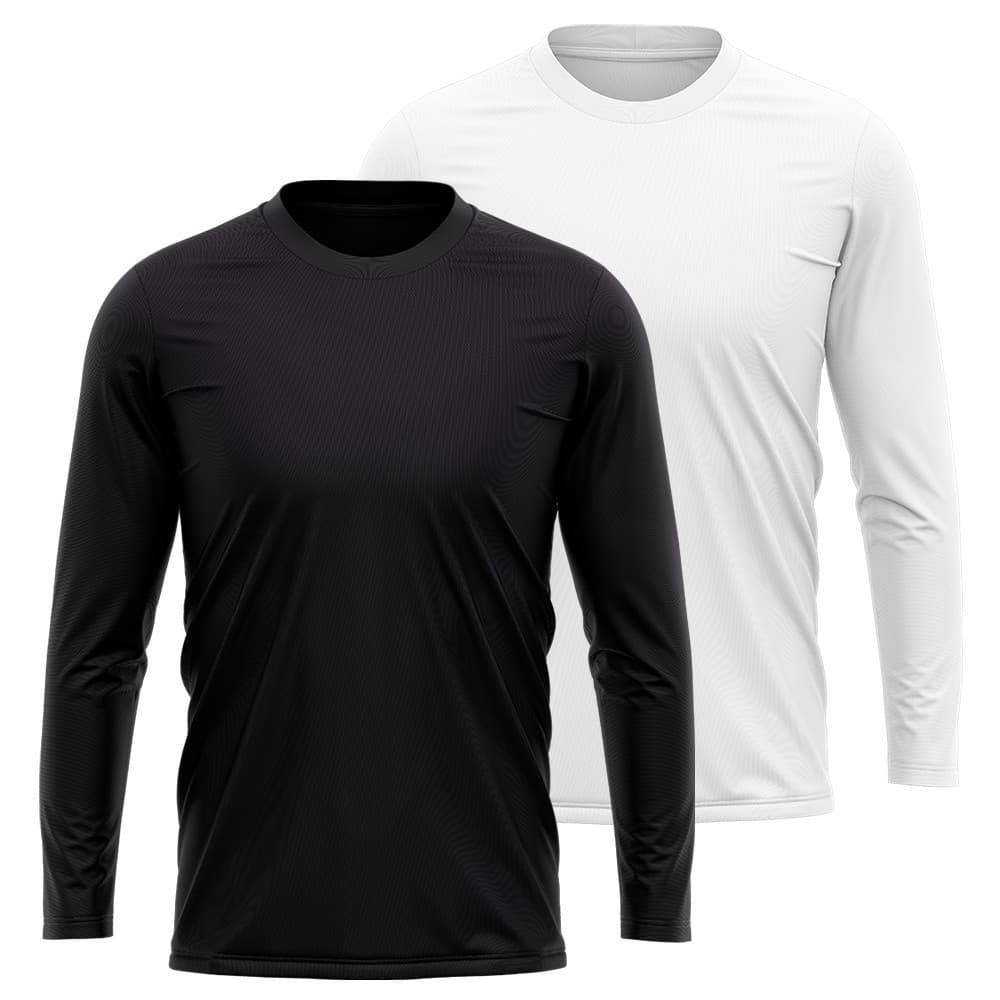 Kit 2 Camisetas Manga Longa Masculina Dry Proteção UV Básica Lisa Academia Treino Fitness