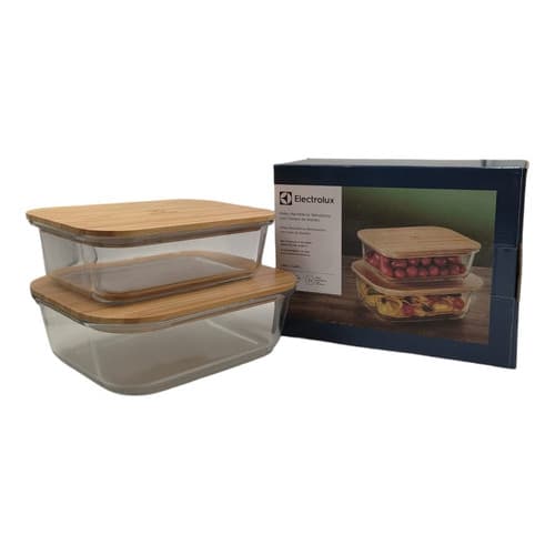 Kit 2 Potes Herméticos Refratários Tampa Bambu Electrolux Cor Transparente