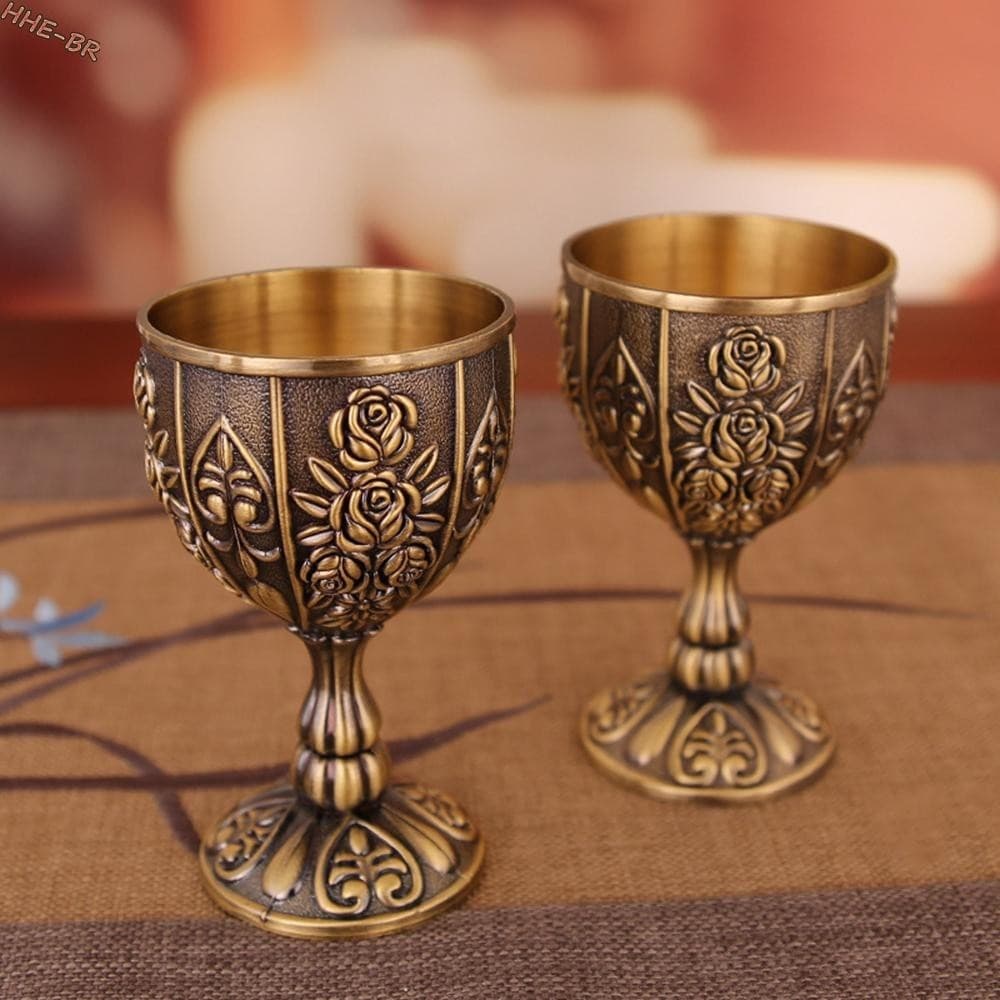 Taça De Bronze Vintage Decoração Metal Vidro Egípcio Shot Glass