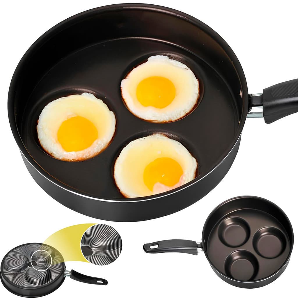 Frigideira Antiaderente Para 3 Ovos Funda Não Gruda 1,4 Litros 1,2mm De Espessura Diametro 22 cm