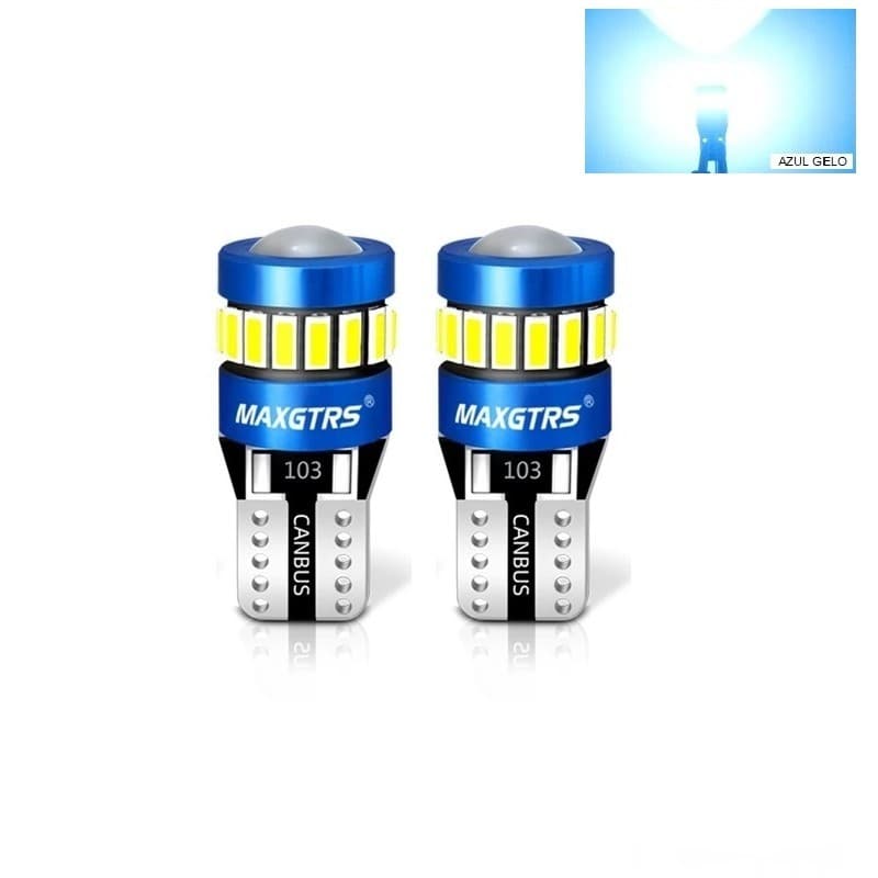 Par Lâmpada Pingo T10 MAXGTRS Super Forte 18 Led ICE Blue