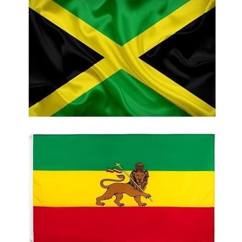 Bandeira Oficial Jamaica + Etiópia 90 Cm X 150 Cm Cores Fortes Dupla Face