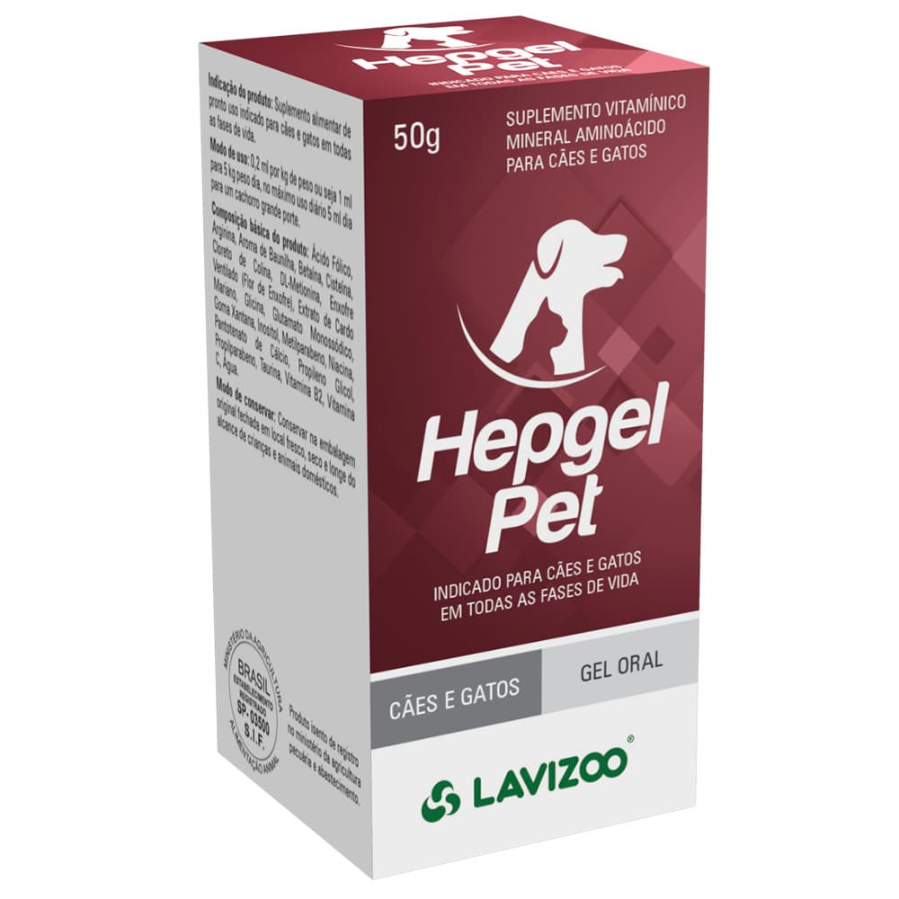 Hepgel Pet 50ml Suplemento Protetor Hepático Cães e Gatos