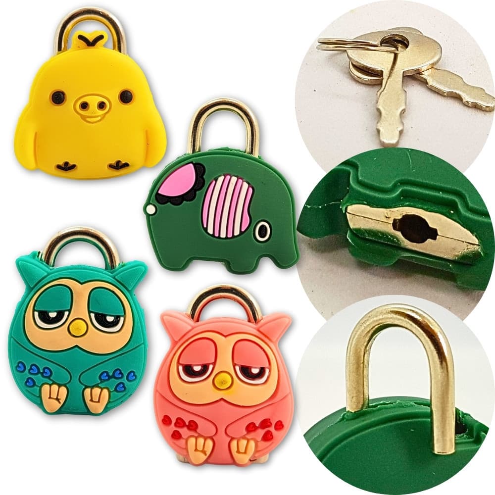 Mini Cadeado Fofo Fofinho para Mochila Bagagem com Chave