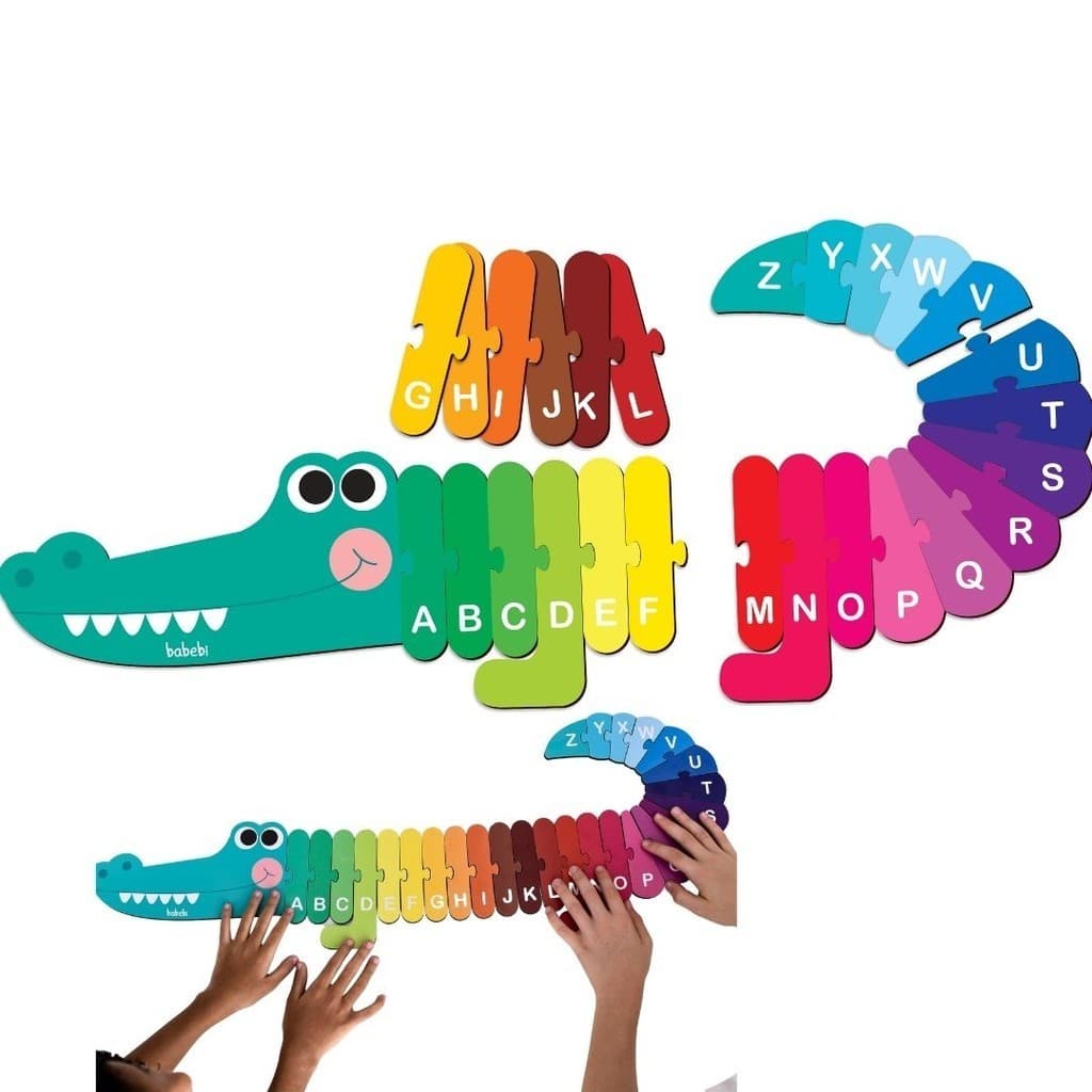 Brinquedo Educativo 4 - 5 - 6 anos Quebra Cabeça Crocodilo Divertido Alfabeto