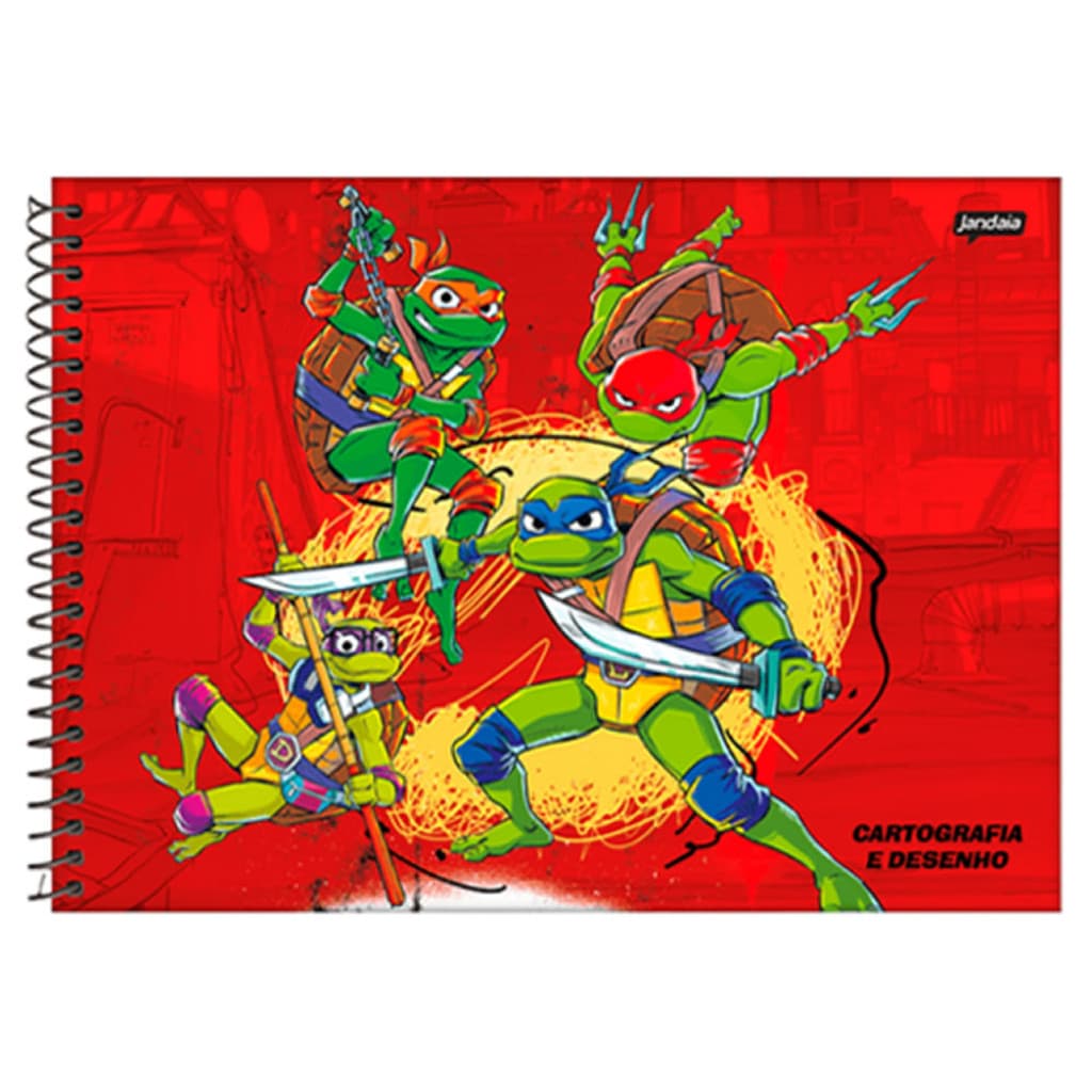 CADERNO ESPIRAL 275X200MM CD CART 80FLS TARTARUGAS NINJA    77059 25 - UNITÁRIO E SORTIDO