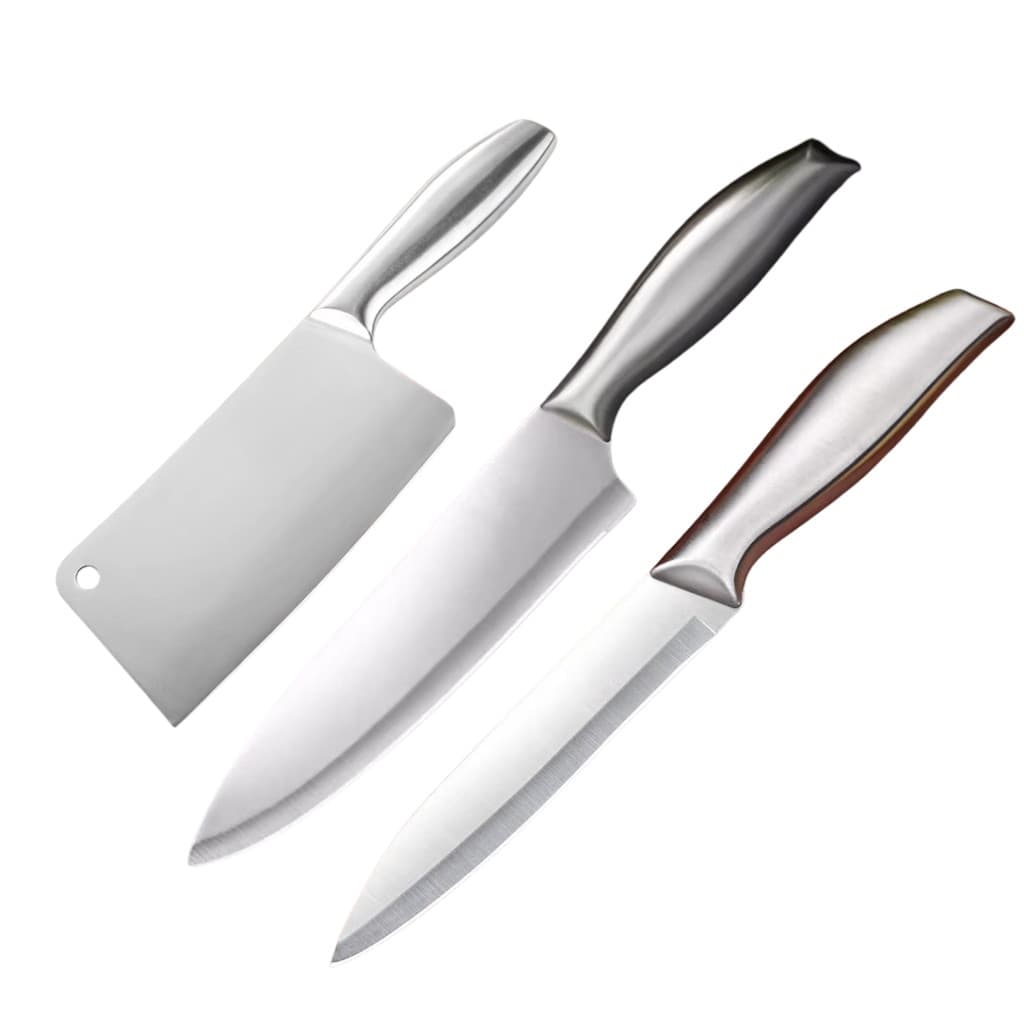 Cutelo Faca Profissional Aço Escovado Inteiriça Peixeira e Faca Desossea para Açougue