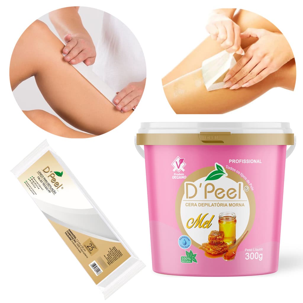 Kit Cera Depilatória Hidrossolúvel Facial Lenço Fita Sobrancelha Buço Creme Depilação Profissional Termocera Quente 300g