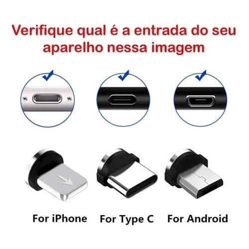2 und Ponteira ( PAR )  magnética imã pra cabo de celular v8 iphone micro usb TIPO C celular reposição