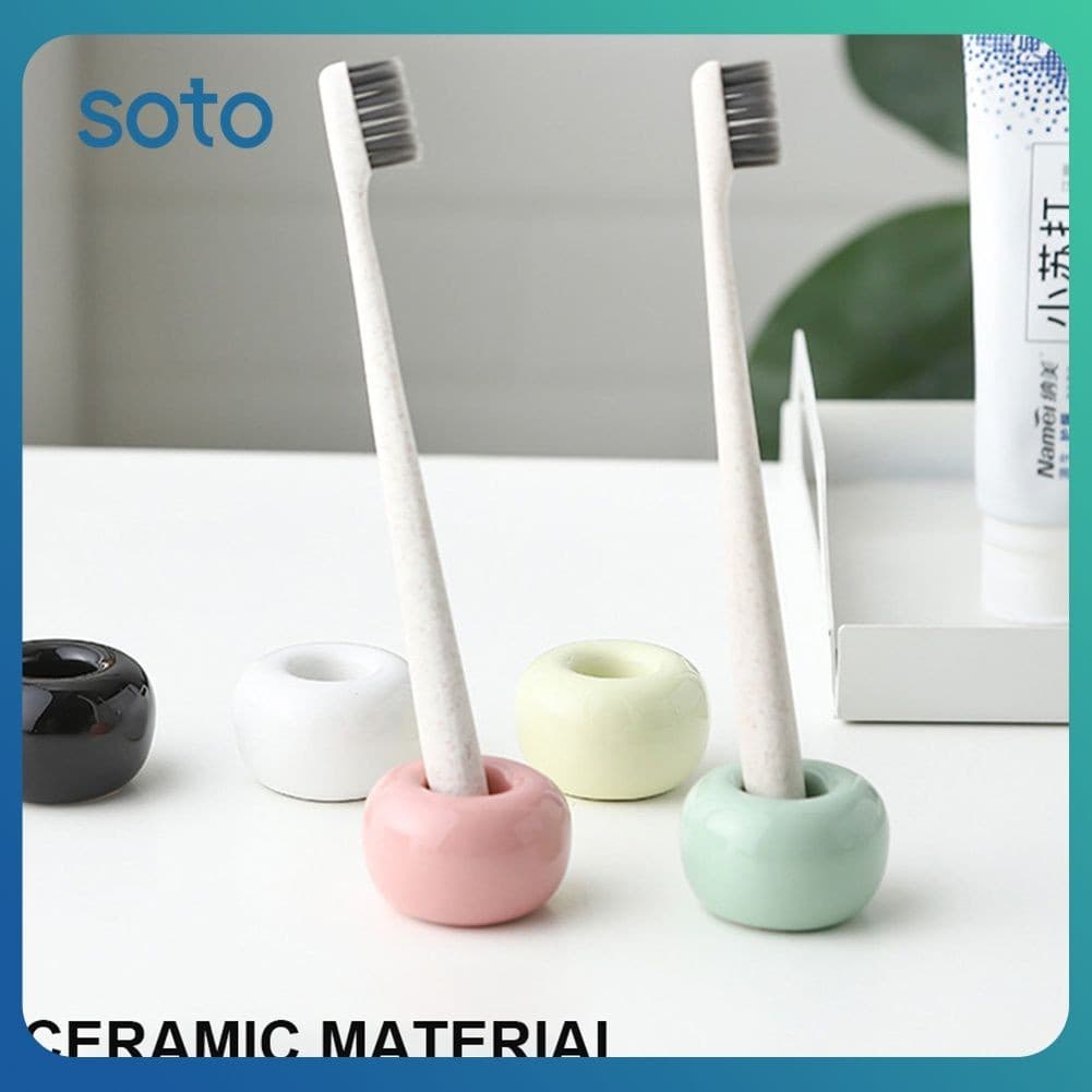 Soto Criativo Banheiro Titular Escova De Dentes Cerâmica Portátil Mini Macaron Cores Escova Suporte Prateleira Base Quadro Rack Armazenamento Ferramenta Do Banheiro