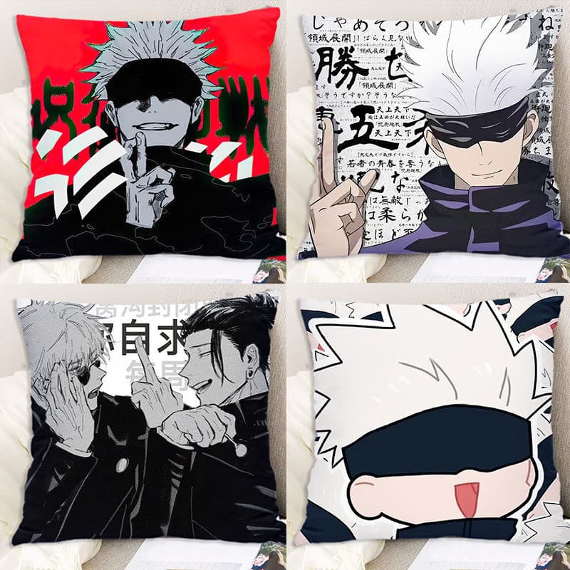 [Impressão em ambos os lados] Almofada Gojo Satoru Jujutsu Kaisen de poliéster, almofada decorativa de desenho animado,
