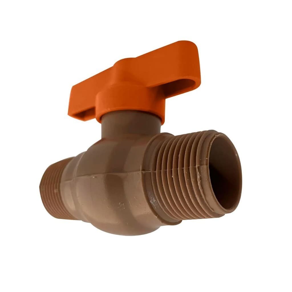 3 Unidades Registro Esfera Rosca Externa 1/2 Pvc Marrom
