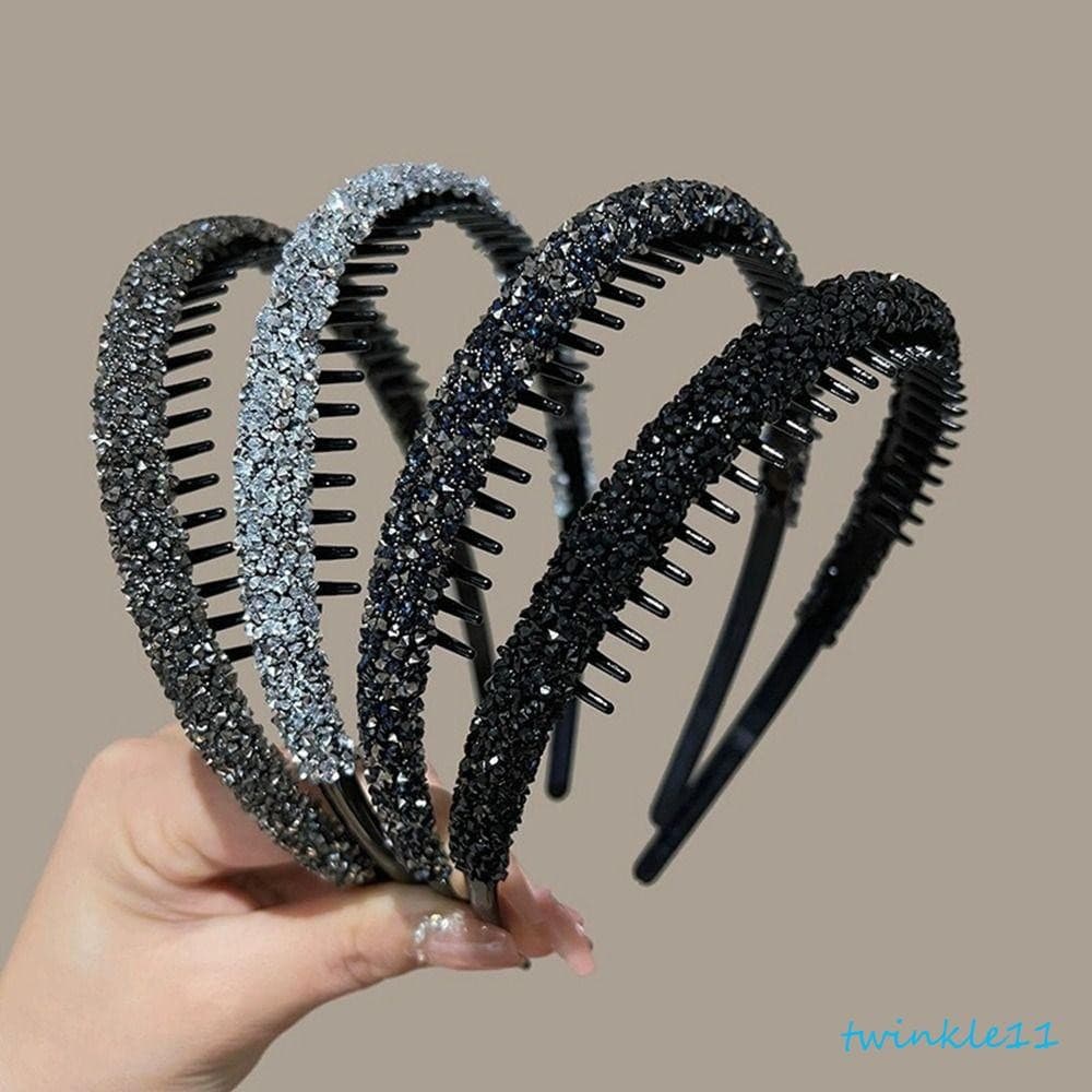 Tiara De Strass TWINKLE , Faixa De Cabelo De Plástico Para Lavagem Facial , Com Argola Diamante Dentada Estilo Coreano M