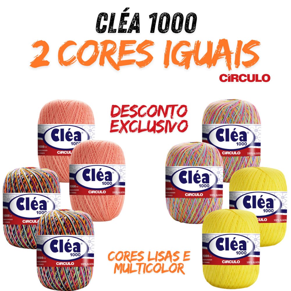 Kit de Linha Fio Cléa 1000m Circulo - Kit com 2 Cores Iguais