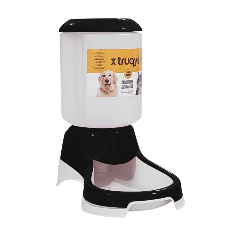 Comedouro Automático Galão 1Kg Cães e  Gatos Truqys Preto