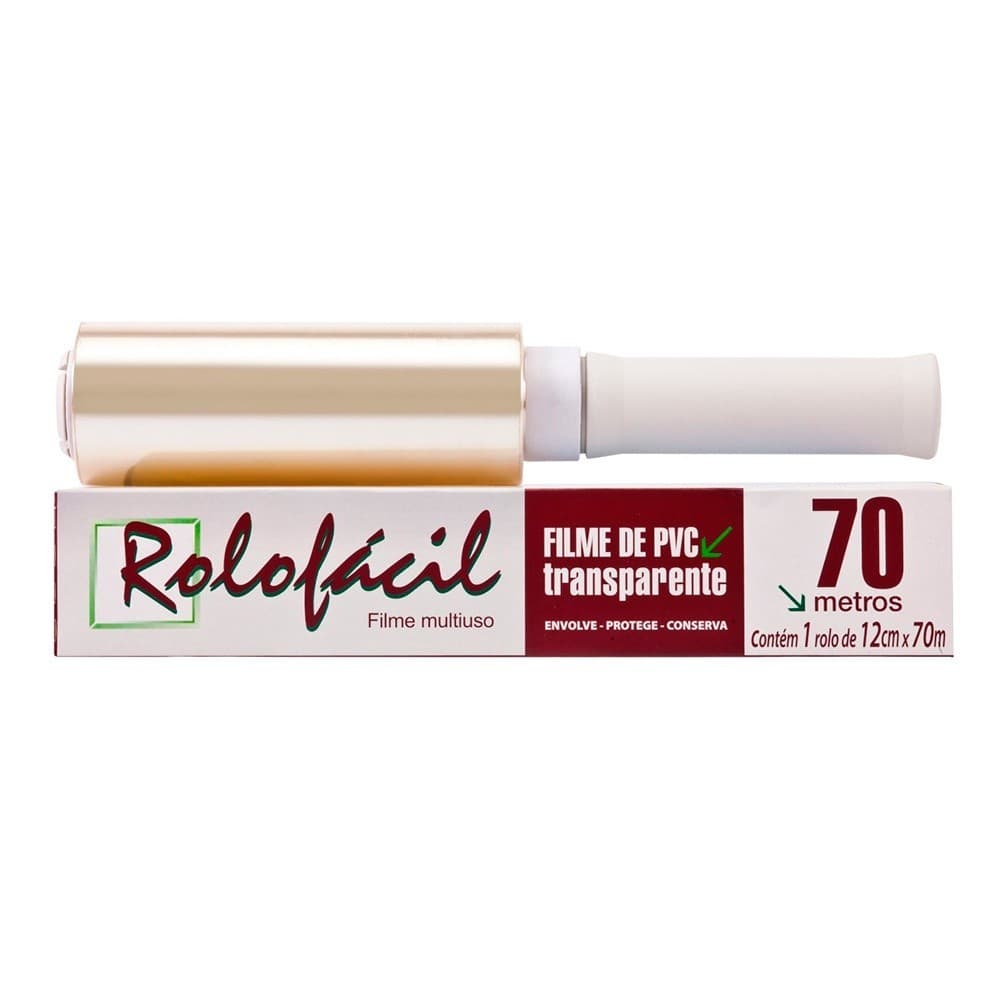 Rolo Fácil Film 12x70m Multiuso Dispafilm Transparente com Cabo Rígido Envolve Protege Conserva Cozinha Estética