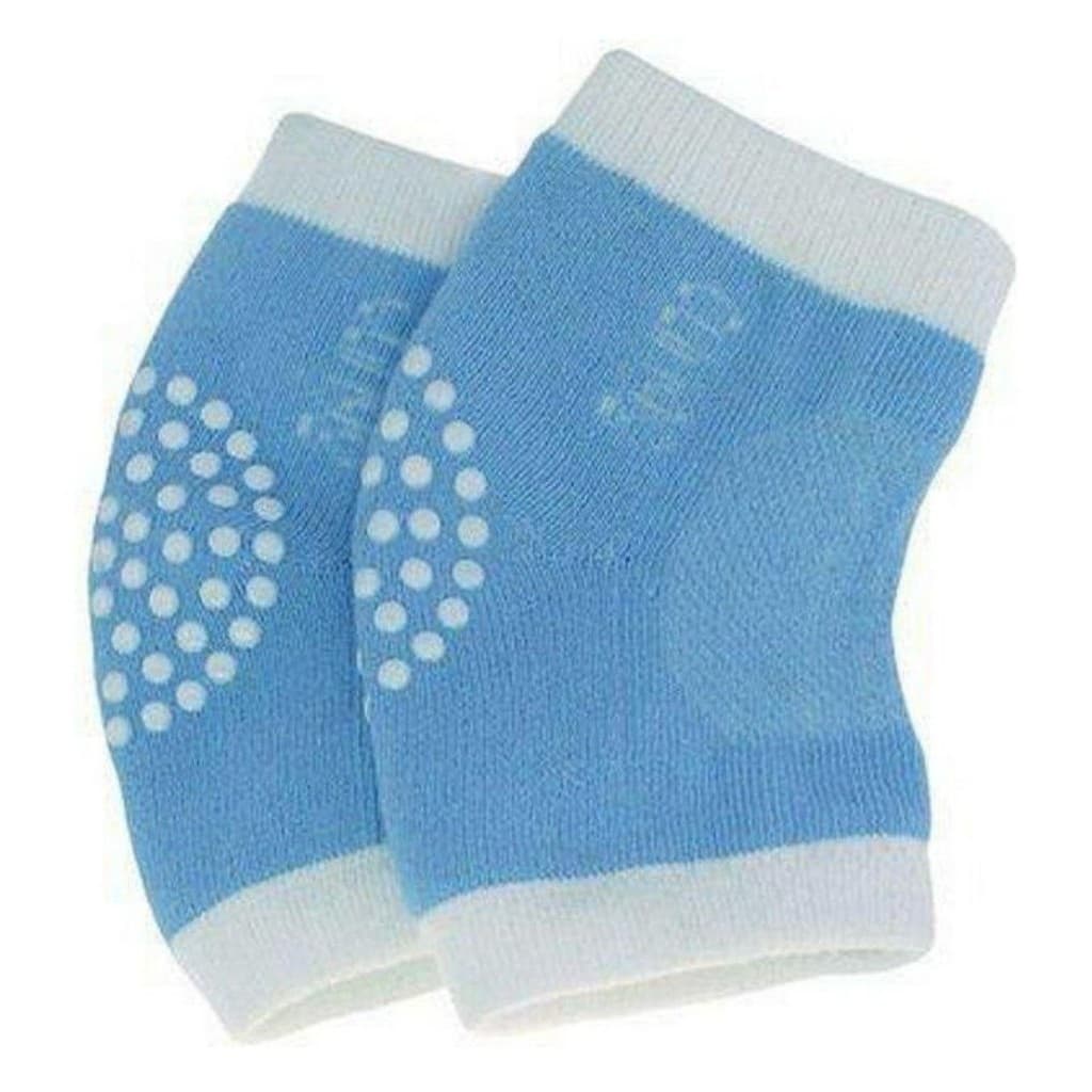 Joelheira Antiderrapante Para Bebê Engatinhar Clingo Azul/Branco
