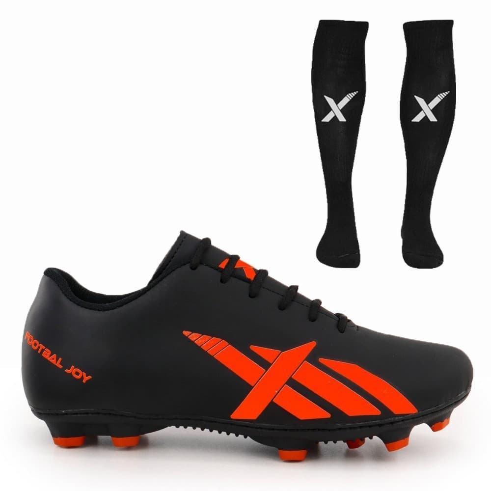 Kit Chuteira de Futebol Sola Campo Pião Trava Sola Costurada + Meião