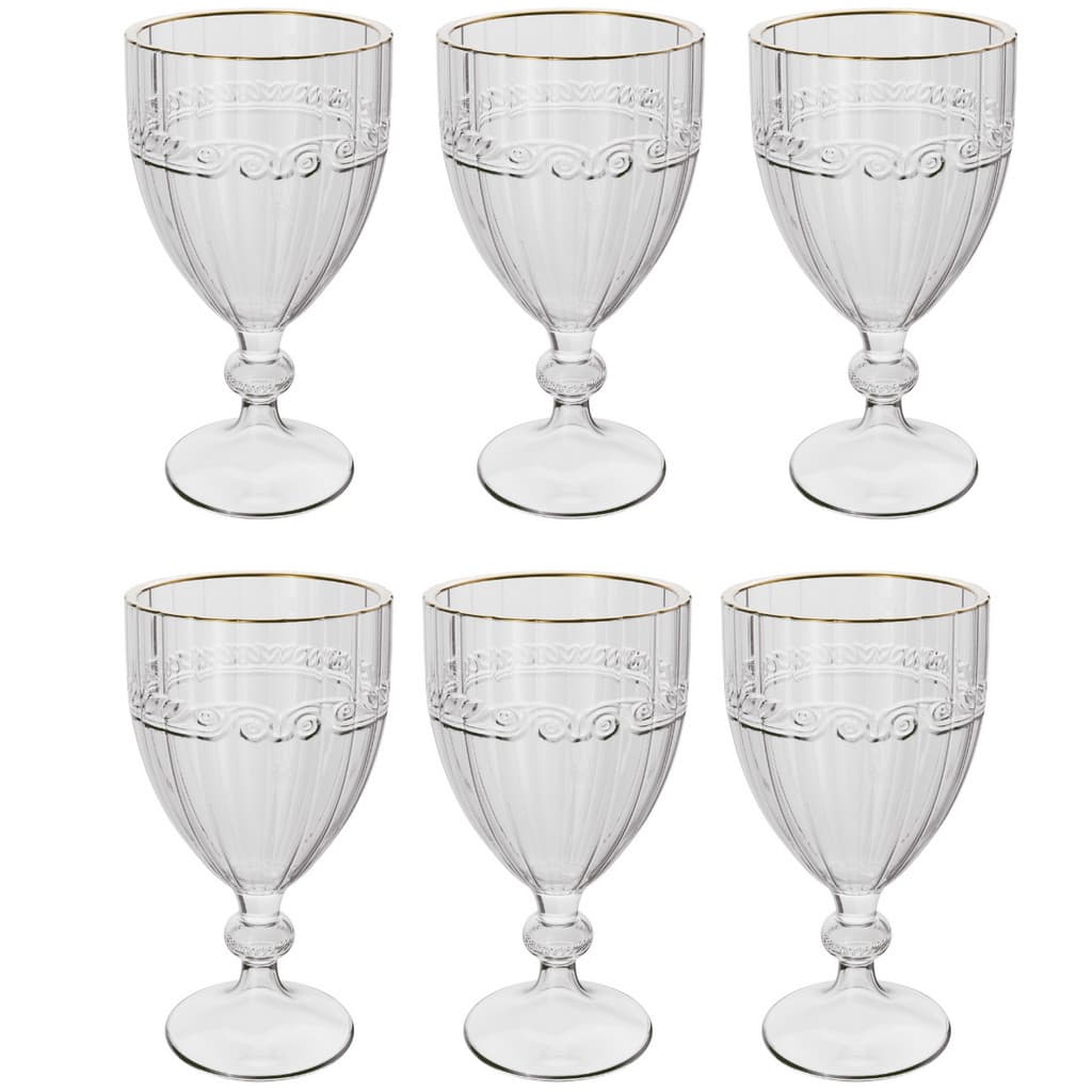 Jogo De 6 Taças 330ml Borda Dourada Cristal Imperial Lyor