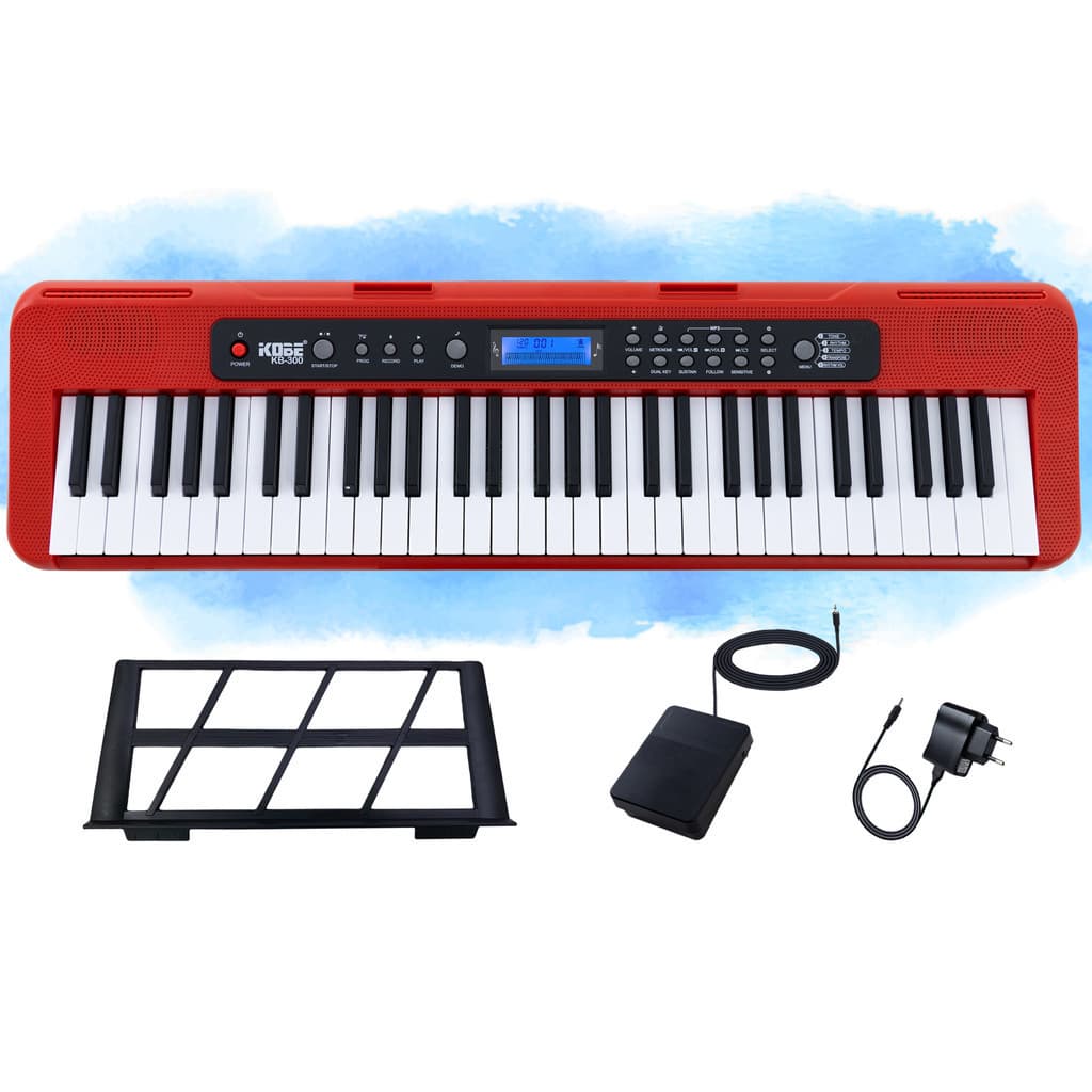 Teclado Musical Estudante Kobe KB-300 5/8 61 Teclas com Sensibilidade ao Toque com Pedal Sustain