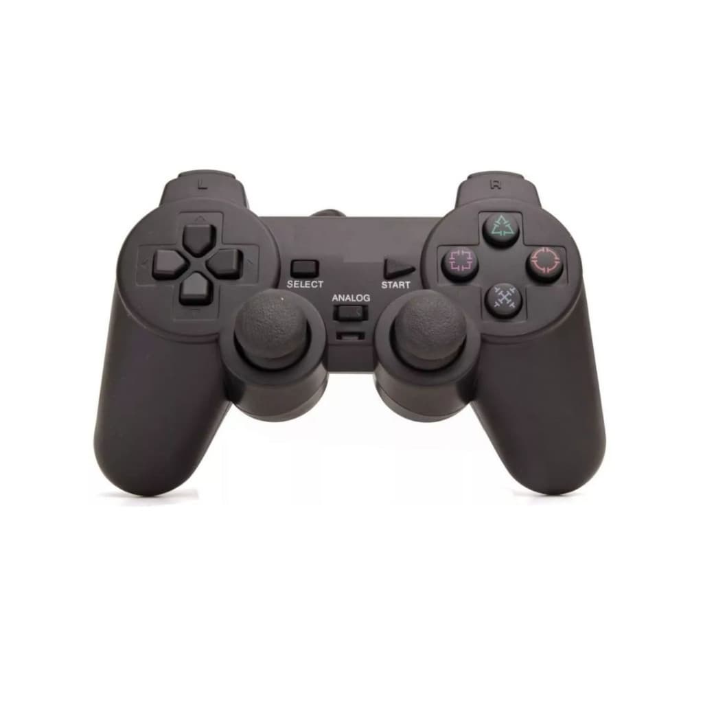Controle Compatível Com Ps2 Joystick Console Preto Com Fio E Vibração