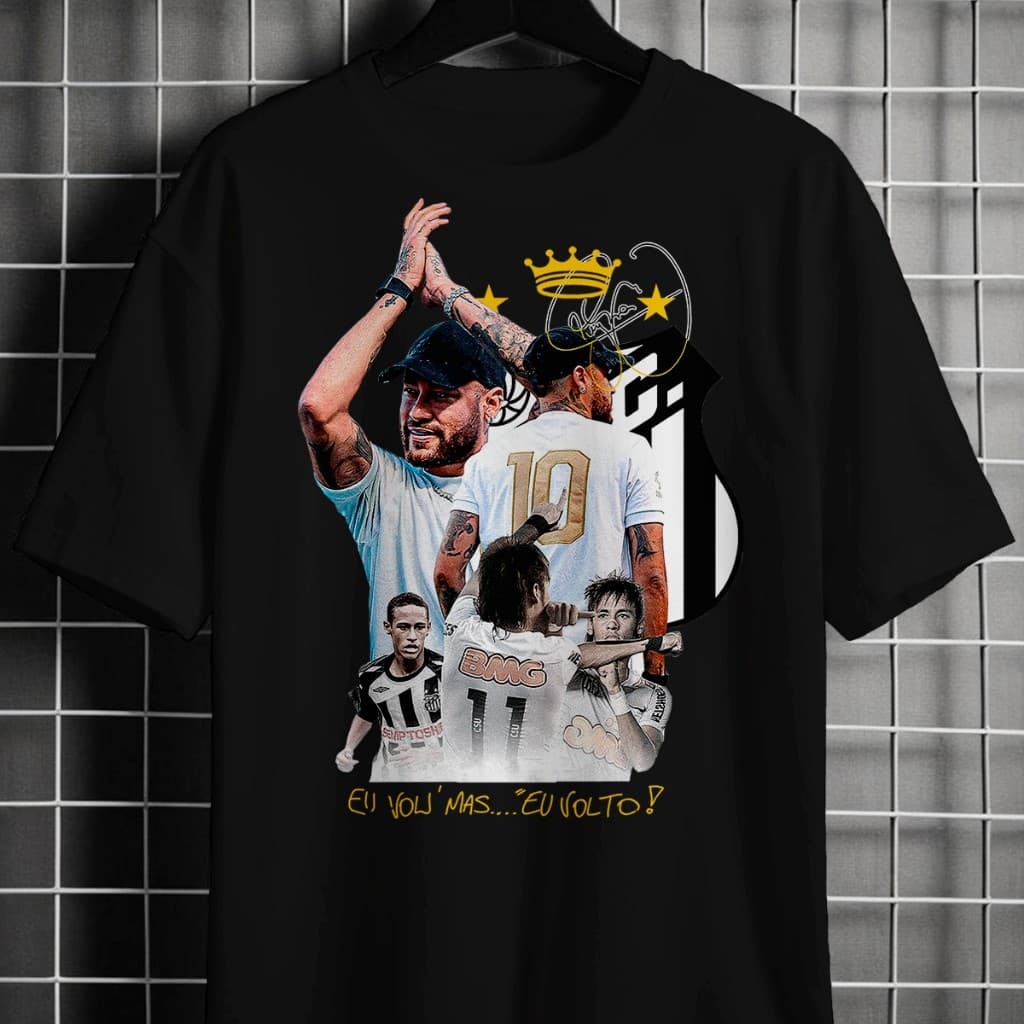 Camiseta Unissex Graphic Neymar JR Volta ao Santos Jogador Boolteg Camisa 100% Algodão