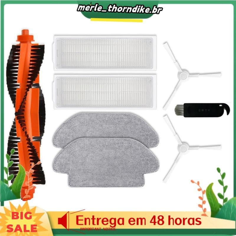 1 Conjunto De Acessórios De Substituição Para Xiaomi Robô Vácuo S10 S12 B106GL Escova Lateral Principal Filtro Hepa Mop