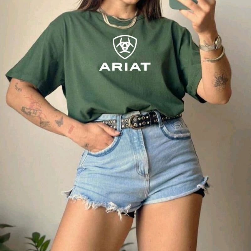 Camiseta Feminina Ariat 100% Algodão Camisa Country Casual Agro Cowgirl Rodeio