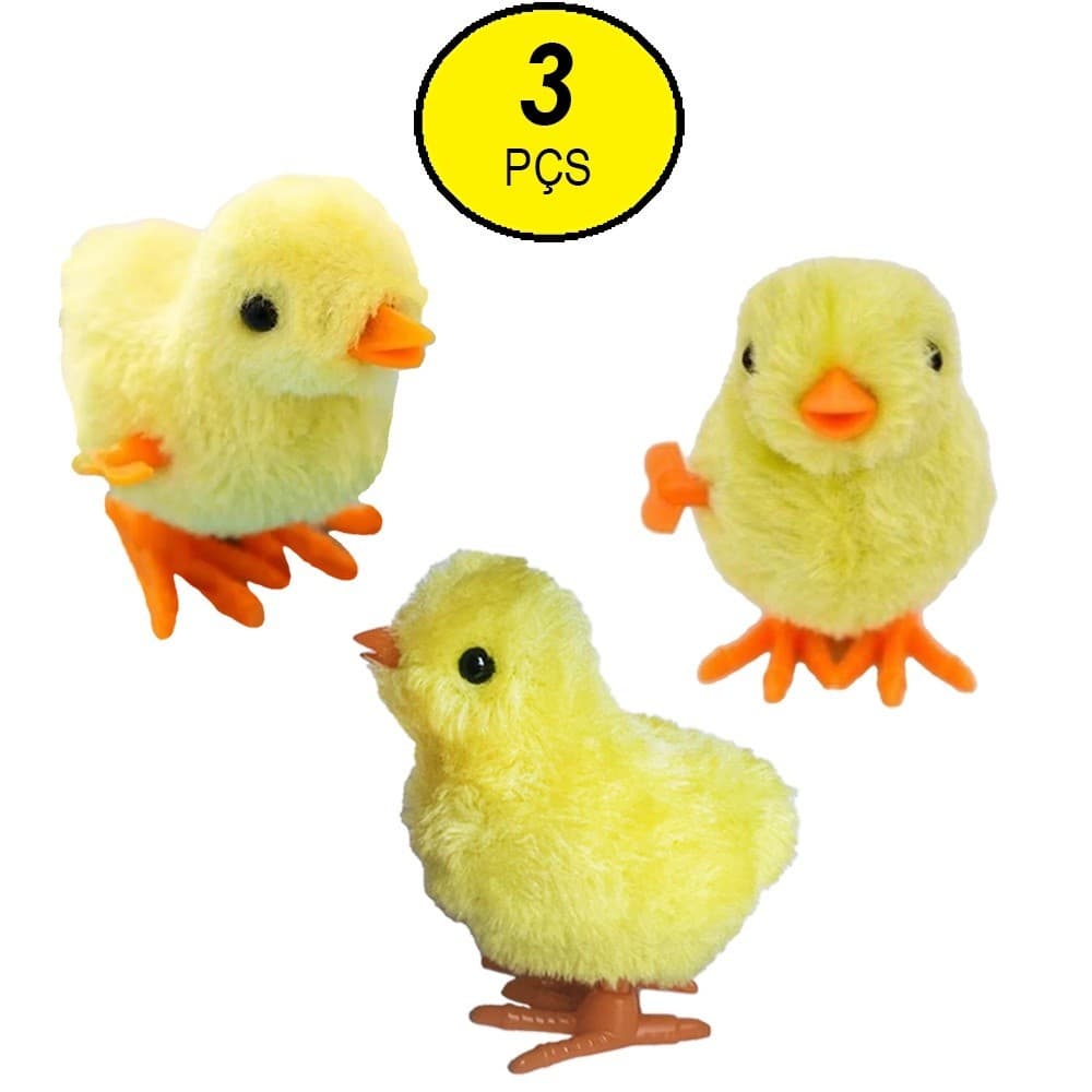Kit 3 Pintinho Amarelinho Corda Brinquedo Pelúcia Infantil