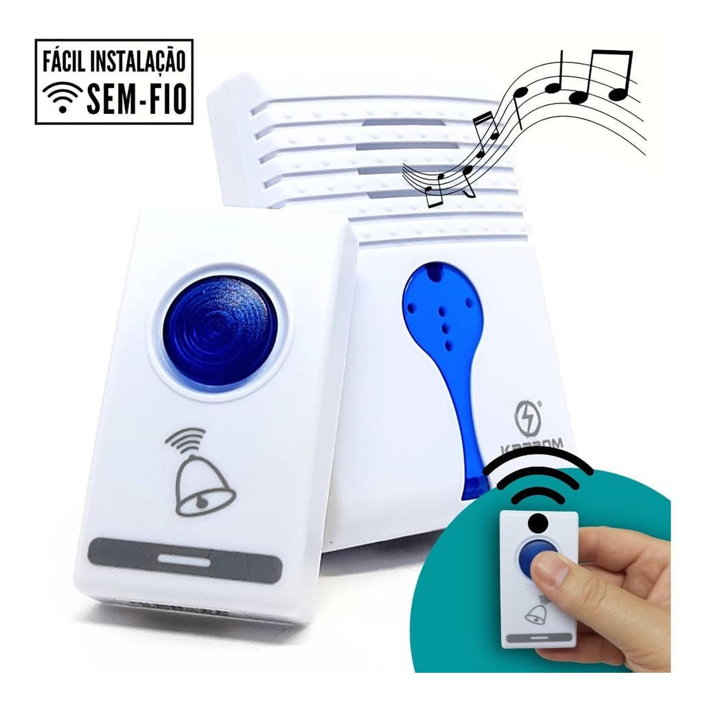 Campainha Sos Idosos Sem Fio C/ Toques E Músicas Controle Campainha Sem Fio Residencial Bivolt Resistente a Água com Bateria