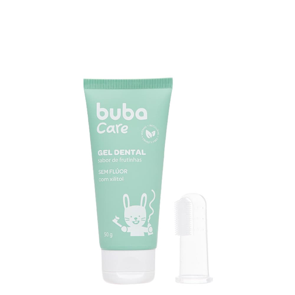 GEL DENTAL  + ESCOVA MASSAGEADORA BEBE INFANTIL BUBA CARE