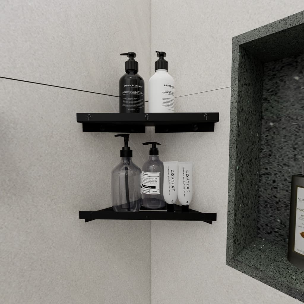 Porta Shampoo Sabonete Parede Banheiro Suporte Canto Preto