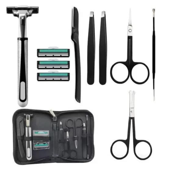 Kit P/ Design Sobrancelhas Tesoura Escovinha Pinça Completo