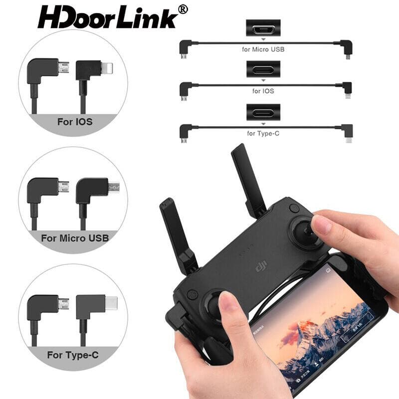 Cabo De Dados HdoorLink 30cm OTG Para DJI Mavic Pro/2 Zoom Mini/SE Conector De Centelha Drone Tablet Telefone Micro-USB IOS Tipo C