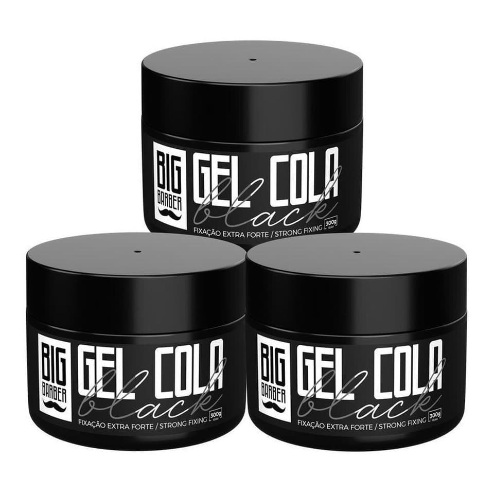 Kit 3x Gel Cola Black Extra Forte 300g Big Barber