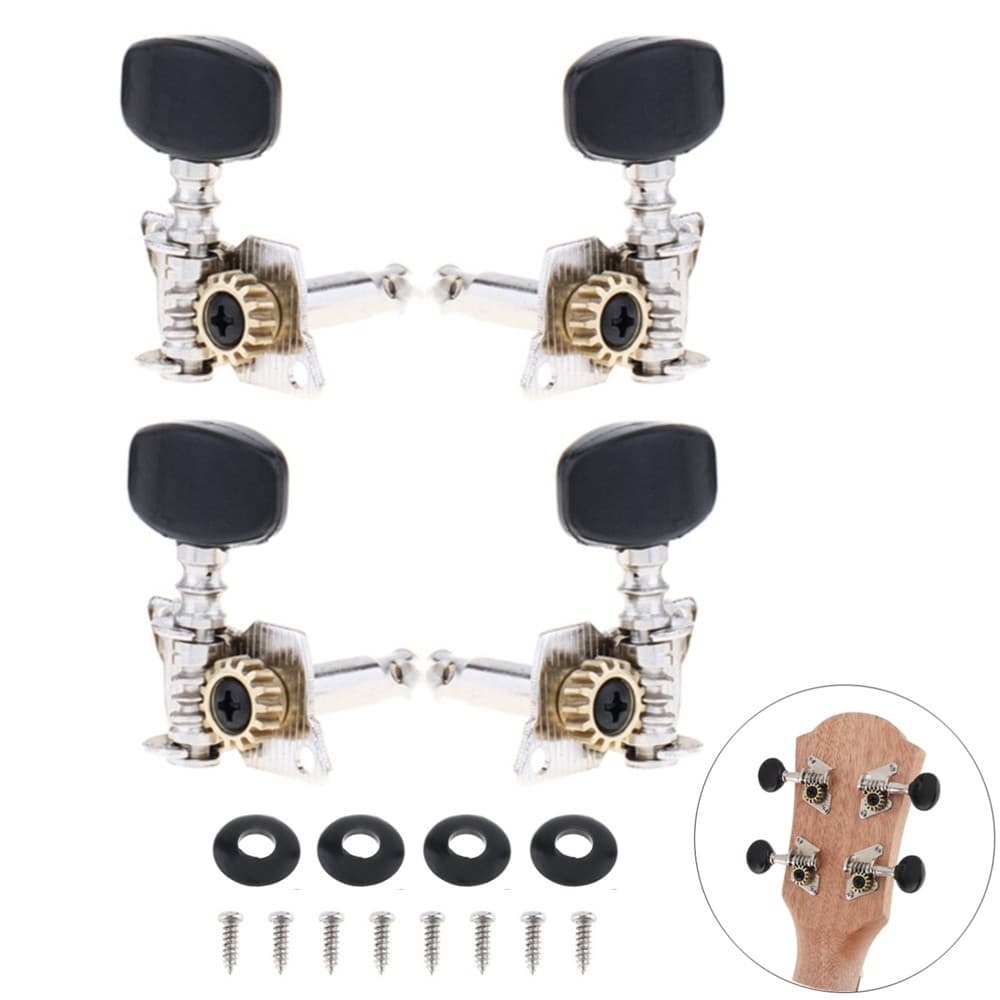 4pcs Ukulele Black Tuning Pegs 2R + 2L Afinadores De Cabeças De Máquinas De Aço Para 21 "/23 "/26