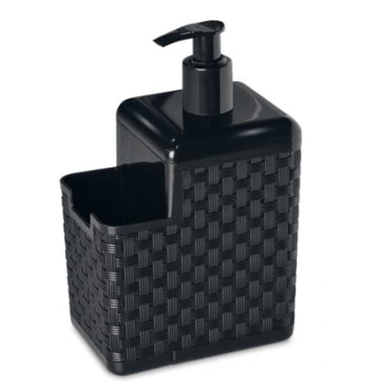 Porta Detergente Rattan Com Suporte Para Bucha Plástico Preto