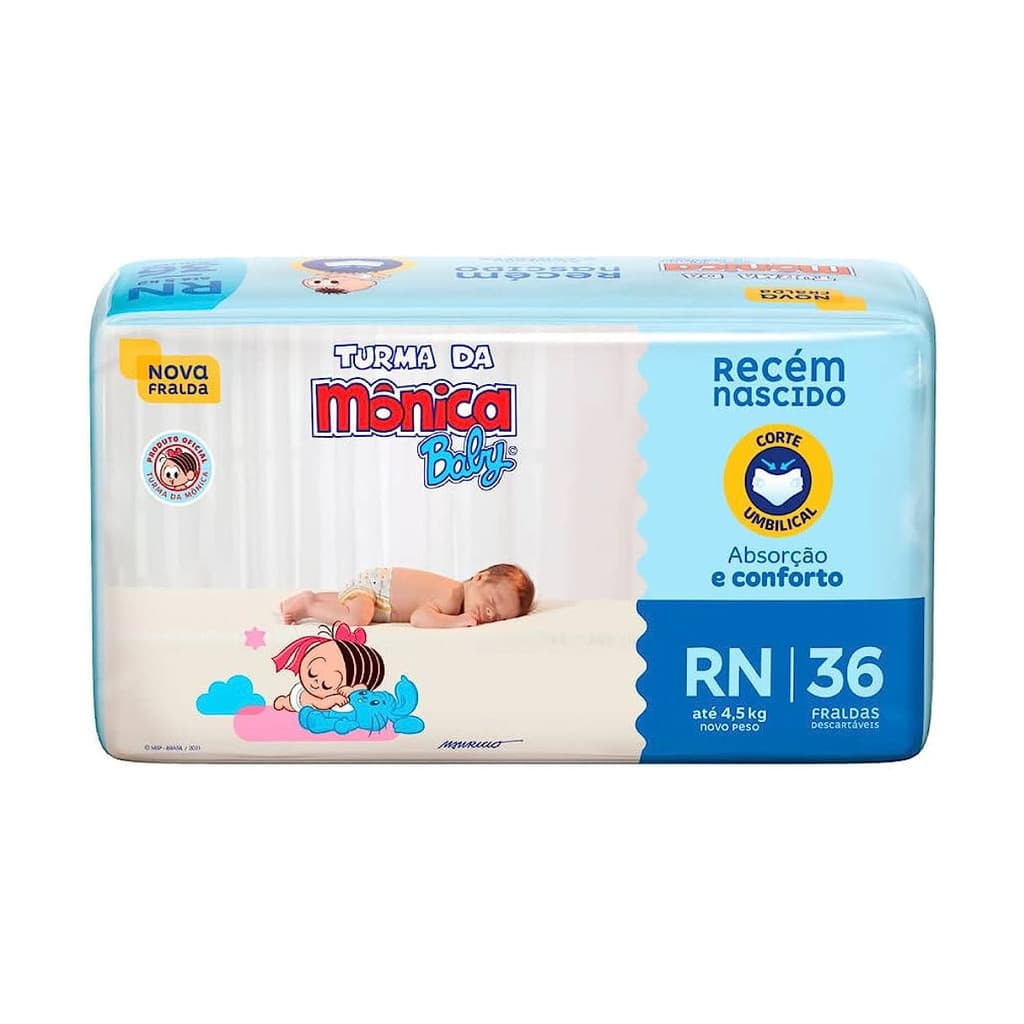 Fralda Turma da Mônica Baby Jumbo - RN 36 Unidades