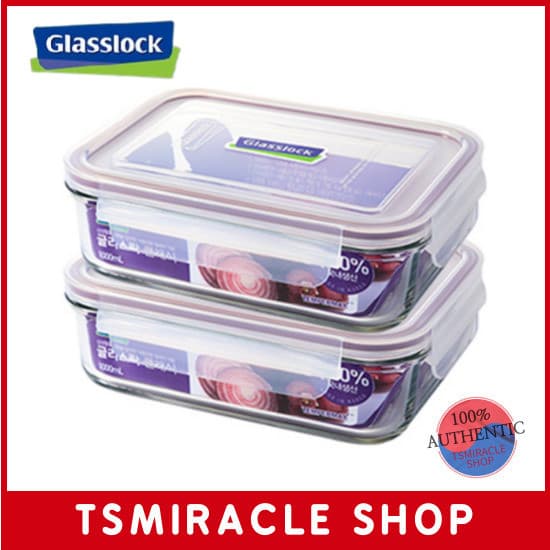 Recipiente Hermético De Vidro Retangular Glasslock Purple Edition 1000ml 2P