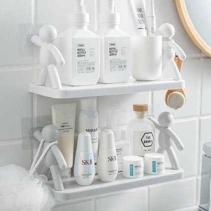 Porta Shampoo Com Boneco Para Parede Rack Suporte Organizador Cozinha Casa Em Tempero Banheiro Plástico Com Adesivo Prateleira  De Sabonete Plástico BOB  Retangular BUDDY Organizadora 33X14,5X13,5 Autoadesivo