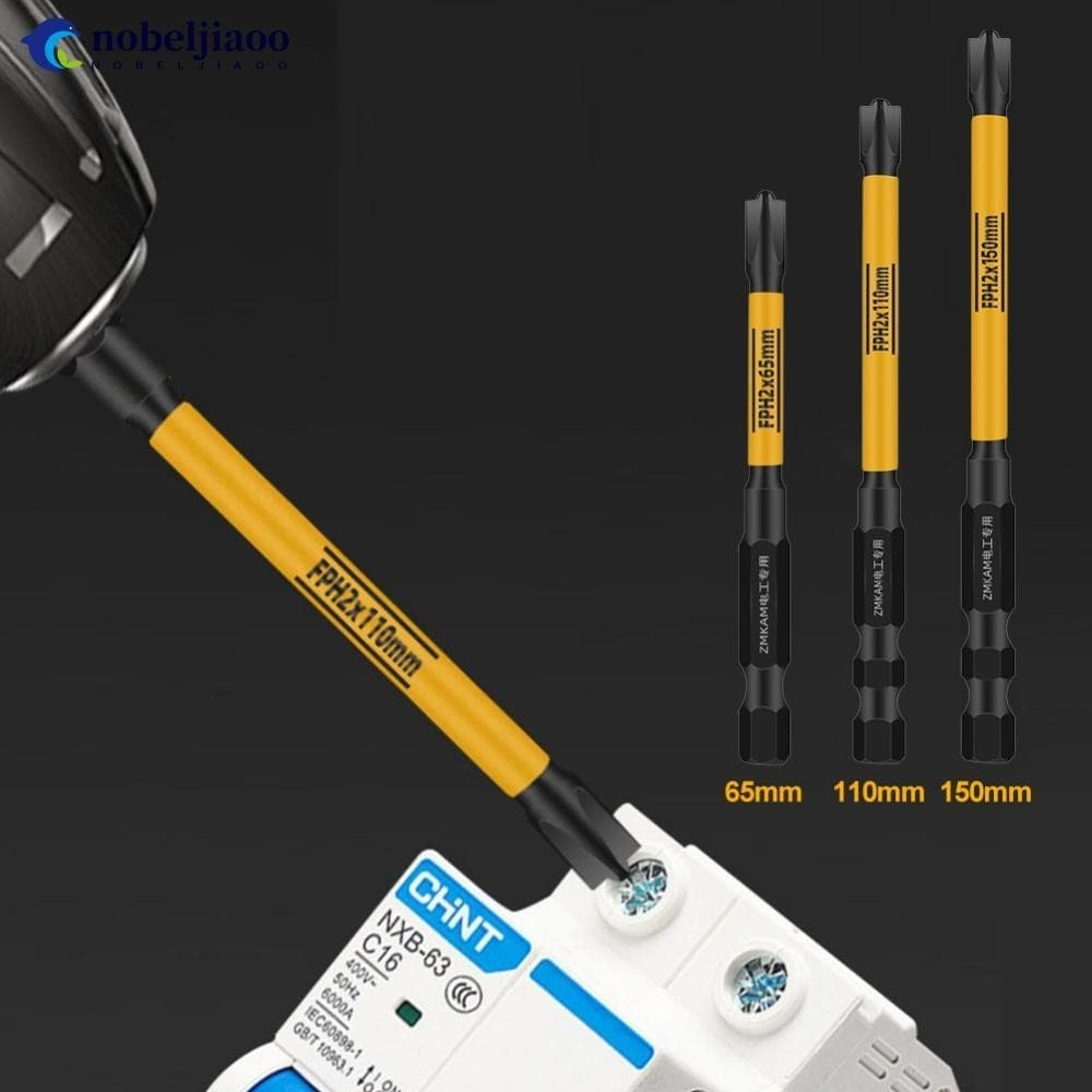 NOBELJIAOO FPH2 Chave De Fenda Elétrica Bit Magnética De Impacto Para Disjuntor 65 110 150mm Cabeça De Lote Antiderrapante F2P5